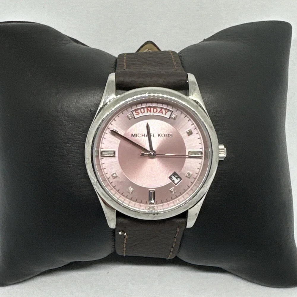 Michael Kors Colette MK6069 Womens Brown Leather Analog Dial Quartz Watch HME595
